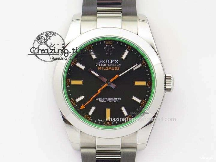 116400 On Bracelet 1:1 Green SS Black Sapphire SA3131 GV Milgauss JF Dial 0707